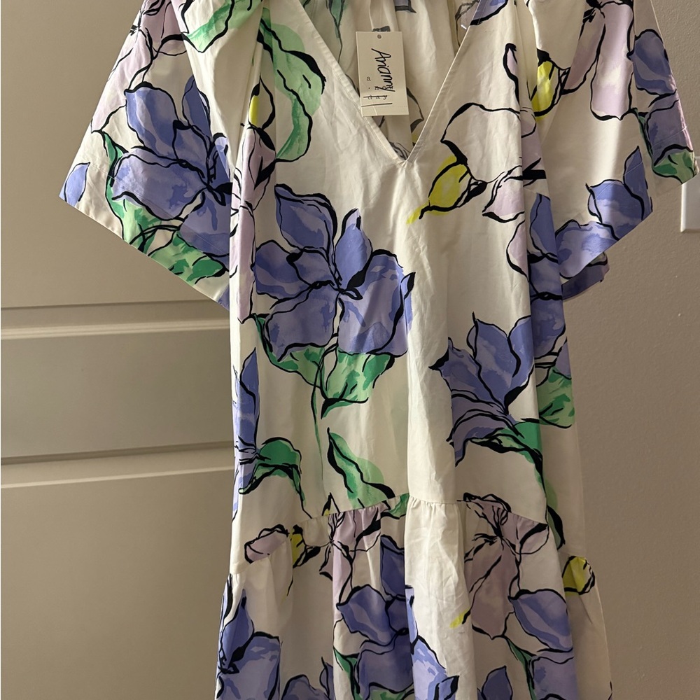 a new day Floral Dress - White, Purple, Green